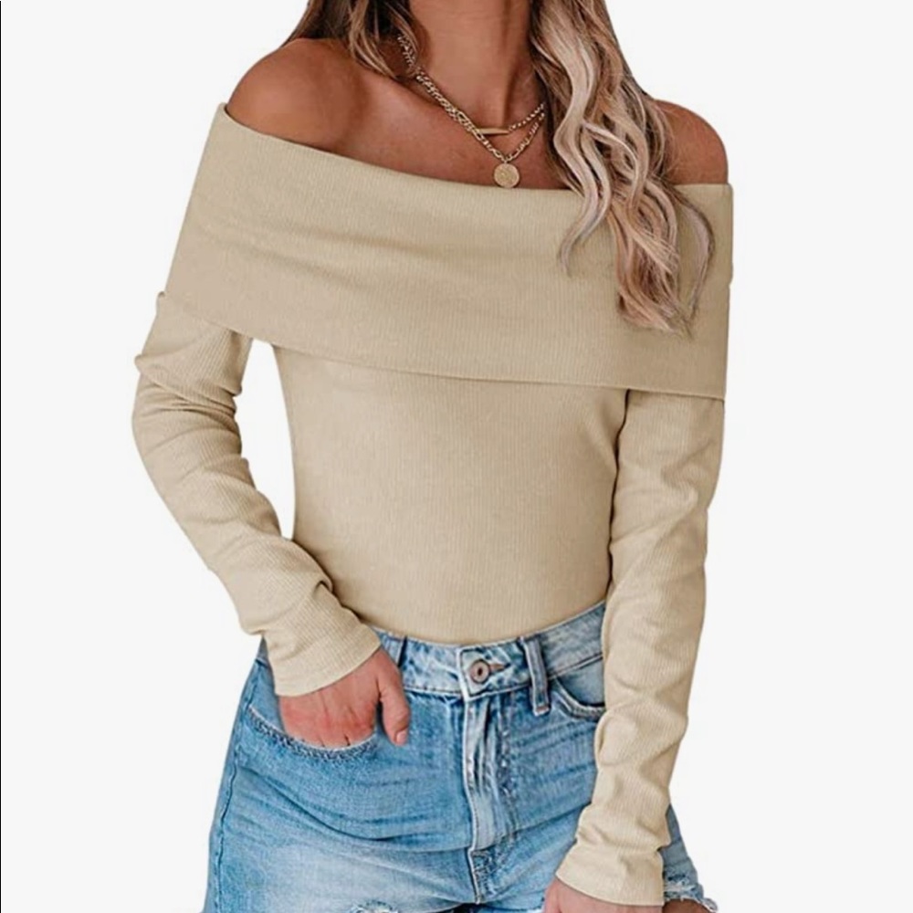 Off the shoulder bodysuit, cream color size M. Brand new with tags.